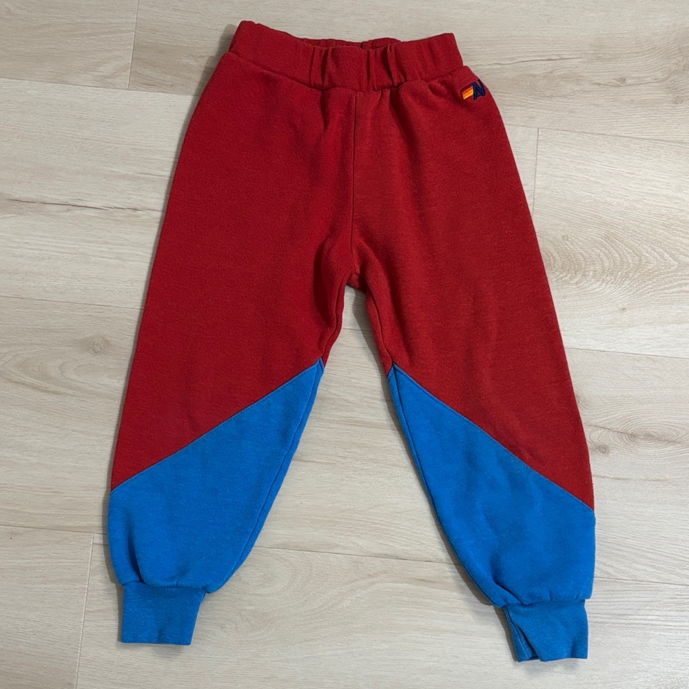 Aviator Nation Kids Red and Blue glider color-block cherry joggers Sweatpants